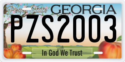 GA license plate PZS2003