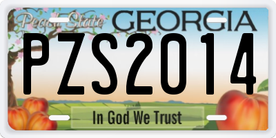 GA license plate PZS2014