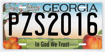 GA license plate PZS2016