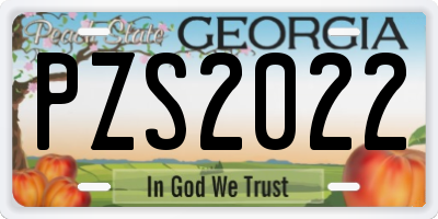 GA license plate PZS2022