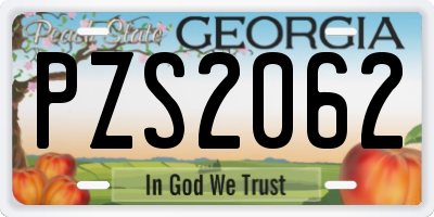 GA license plate PZS2062