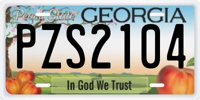 GA license plate PZS2104