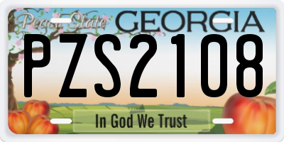 GA license plate PZS2108