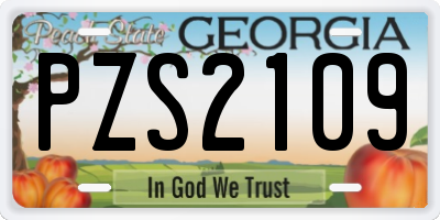 GA license plate PZS2109