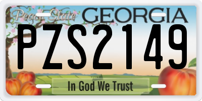 GA license plate PZS2149