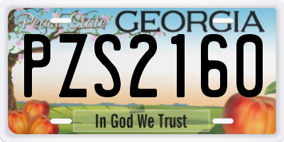 GA license plate PZS2160