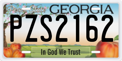 GA license plate PZS2162