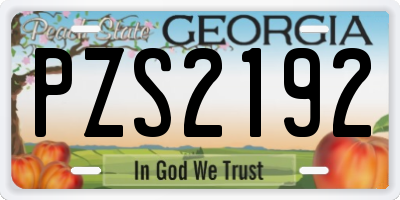 GA license plate PZS2192