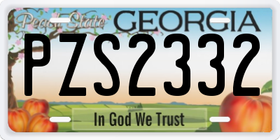 GA license plate PZS2332