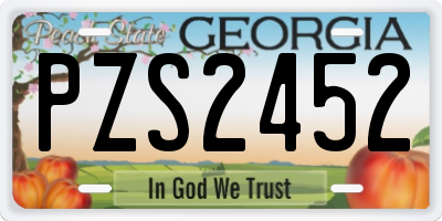 GA license plate PZS2452