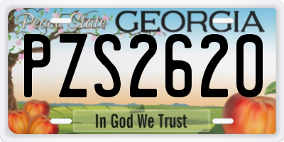 GA license plate PZS2620