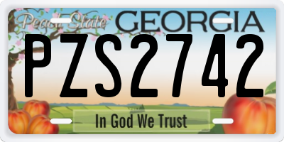 GA license plate PZS2742