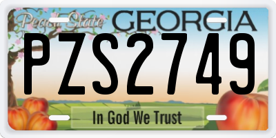 GA license plate PZS2749