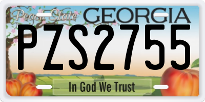 GA license plate PZS2755