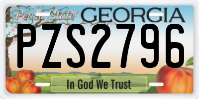 GA license plate PZS2796