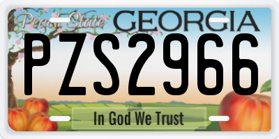 GA license plate PZS2966