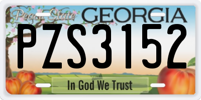 GA license plate PZS3152