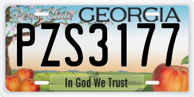 GA license plate PZS3177