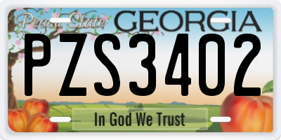 GA license plate PZS3402