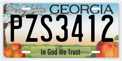 GA license plate PZS3412