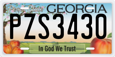 GA license plate PZS3430
