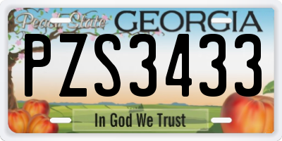 GA license plate PZS3433