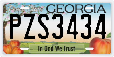 GA license plate PZS3434