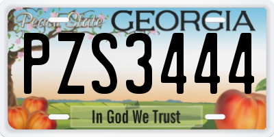 GA license plate PZS3444