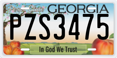 GA license plate PZS3475