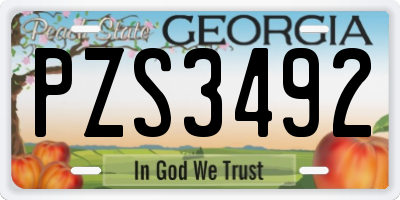 GA license plate PZS3492