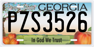 GA license plate PZS3526
