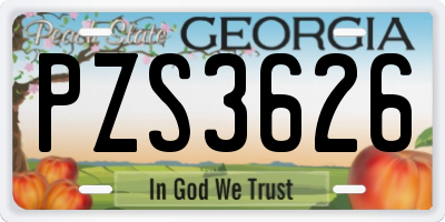 GA license plate PZS3626
