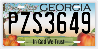 GA license plate PZS3649