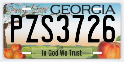 GA license plate PZS3726