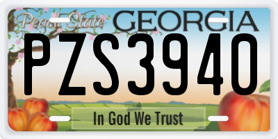 GA license plate PZS3940