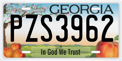 GA license plate PZS3962