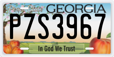 GA license plate PZS3967