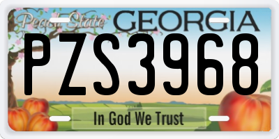 GA license plate PZS3968
