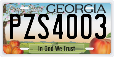 GA license plate PZS4003
