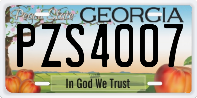GA license plate PZS4007