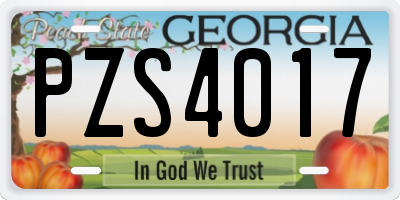 GA license plate PZS4017