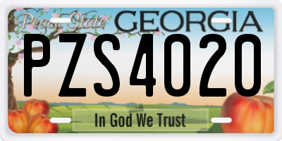 GA license plate PZS4020