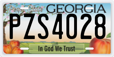 GA license plate PZS4028