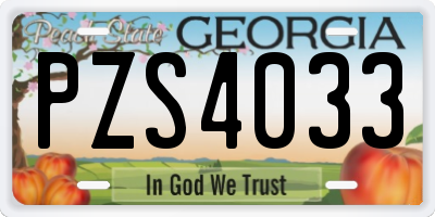 GA license plate PZS4033