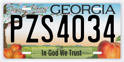 GA license plate PZS4034