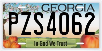 GA license plate PZS4062