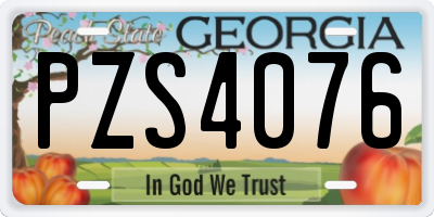 GA license plate PZS4076