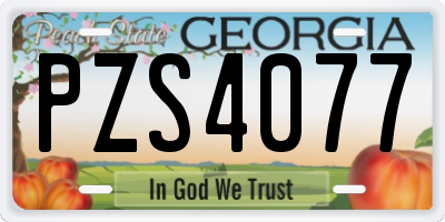 GA license plate PZS4077