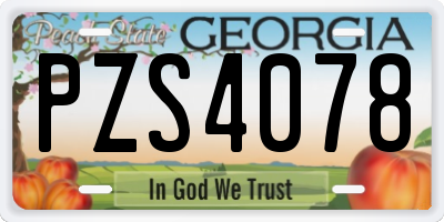 GA license plate PZS4078