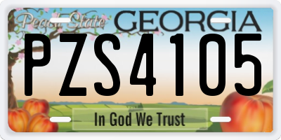 GA license plate PZS4105